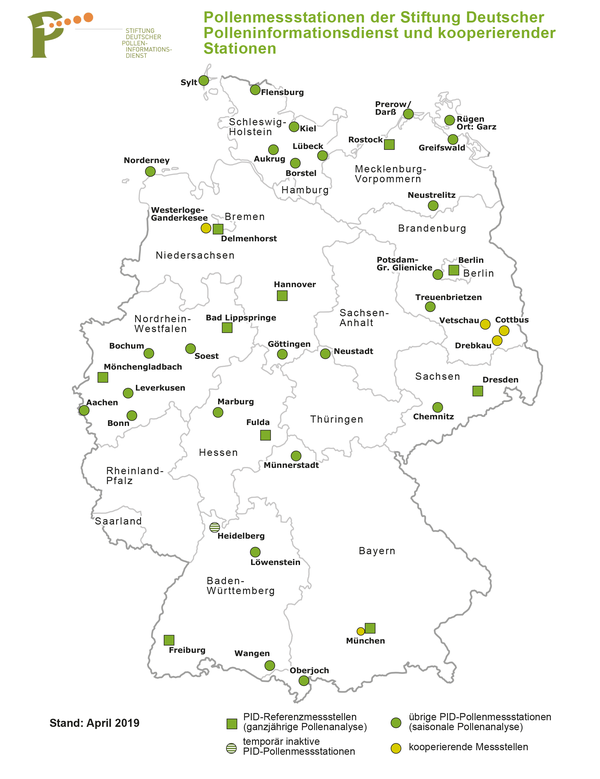 Pollenmessstationen in Deutschland: Stiftung Deutscher